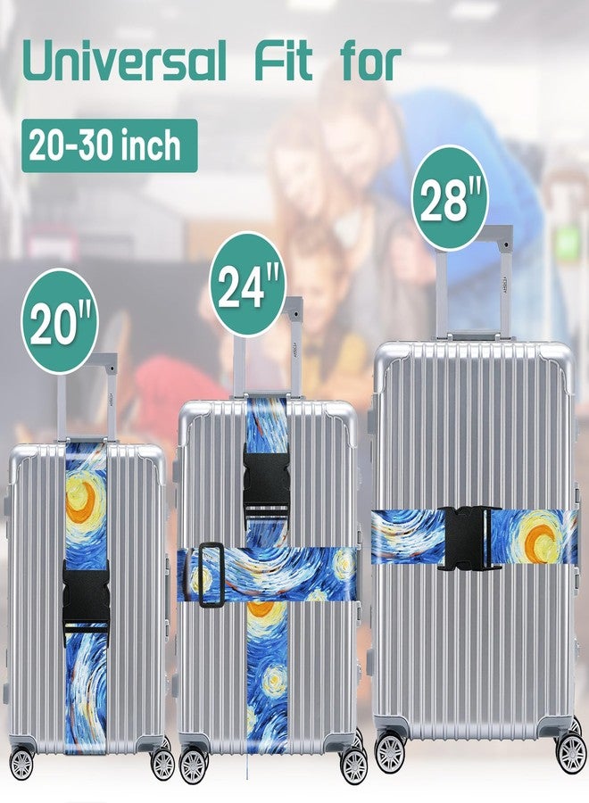 Slohif Luggage Straps for Suitcases Travel Belt Accessories Luggage Connector Identifiers Over Handle with Buckle Unique Nylon Adjustable Strap for Sleeping Bag Car Seat Star(2 Pack) - Image 3